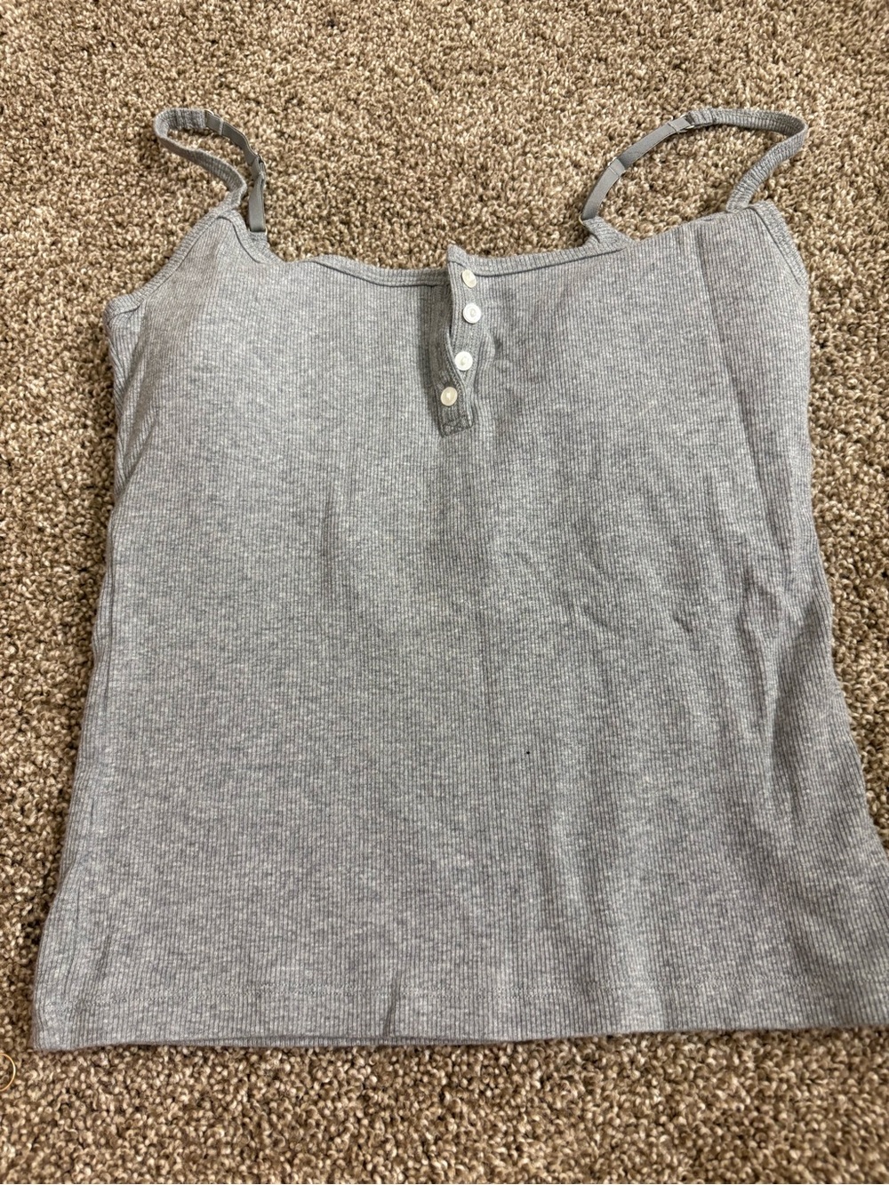 Abercrombie & Fitch Light Gray Ribbed Button Cami